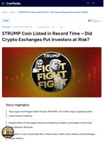 $TRUMP Coin Listed in Record Time - Did Crypto Exchanges Put Investors at Risk?