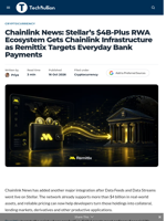 Chainlink News: Stellar's $4B-Plus RWA Ecosystem Gets Chainlink Infrastructure as Remittix Targets Everyday Bank Payments - TechBullion