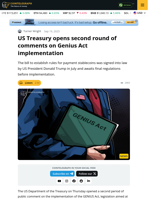 US Treasury Opens For Public Comments For Implementation Of GENIUS Act