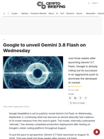 Google to unveil Gemini 3.8 Flash on Wednesday