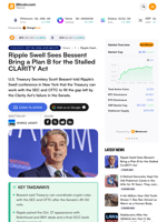 Ripple Swell Sees Bessent Bring a Plan B for the Stalled CLARITY Act