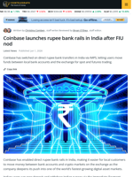 Major Crypto Exchange Coinbase Enables Rupee Bank Rails in India