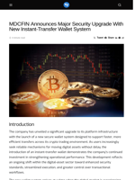 MDCFIN Announces Major Security Upgrade With New Instant-Transfer Wallet System - Visionary Financial