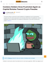 Cardano Holders Grow Frustrated Again as Capital Rotates Toward Crypto Presales - InsideBitcoins.com