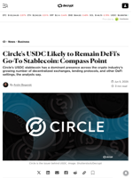 Circle's USDC Likely to Remain DeFi's Go-To Stablecoin: Compass Point - Decrypt