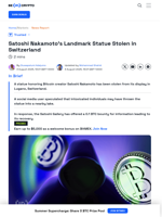 Satoshi Nakamoto’s Statue In Switzerland Mysteriously Stolen