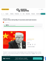 Trump's China visit by May 31 uncertain amid trade tensions