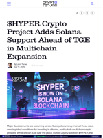 $HYPER Crypto Project Adds Solana Support Ahead of TGE in Multichain Expansion