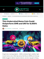 This Underrated Meme Coin Could Outperform XMR and UNI for 8,000% Gains - Crypto News Flash