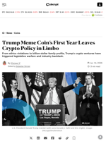 Trump Meme Coin’s First Year Leaves Crypto Policy in Limbo - Decrypt