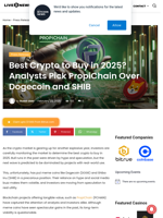 Best Crypto to Buy in 2025? Analysts Pick PropiChain Over Dogecoin and SHIB | Live Bitcoin News