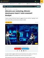 Altcoins Surge While Bitcoin Dominance Holds: Analyst