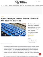 Cesc Fabregas named Serie A Coach of the Year for 2025-26