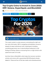 Top Crypto Coins to Invest in June 2026: XRP, Solana, Hyperliquid, and BlockDAG - Crypto News Flash