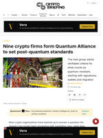 Nine crypto firms form Quantum Alliance to set post-quantum standards