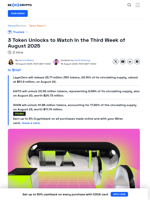 Which Tokens Are Unlocking in August's Third Week?