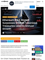 Ethereum RWA Market Surpasses $15B as Tokenized Treasuries Lead 3x Annual Growth | Live Bitcoin News