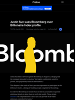 Justin Sun sues Bloomberg over Billionaire Index profile