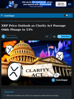 XRP Price Outlook as Clarity Act Passage Odds Plunge to 53%