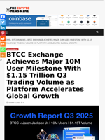 BTCC Exchange Achieves Major 10M User Milestone With $1.15 Trillion Q3 Trading Volume as Platform Accelerates Global Growth - The Crypto News Wire