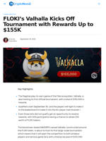 FLOKI's Valhalla Kicks Off Tournament with Rewards Up to $155K