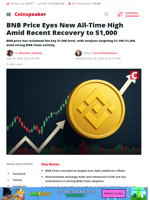 BNB Price Eyes New ATH as Recovery Pushes Toward $1,000