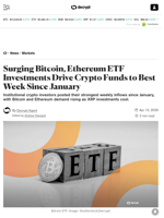 Surging Bitcoin, Ethereum ETF Investments Drive Crypto Funds to Best Week Since January - Decrypt