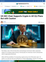 US SEC Chair Supports Crypto in 401(k) Plans But with Caution - TheNewsCrypto
