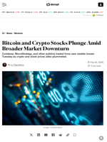 Bitcoin and Crypto Stocks Plunge Amid Broader Market Downturn - Decrypt