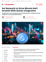 Sui Network to Drive Bitcoin DeFi Growth With Stacks Integration | Coinspeaker