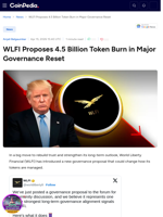 WLFI Proposes 4.5 Billion Token Burn in Major Governance Reset
