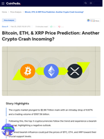 Bitcoin, ETH, & XRP Price Prediction: Another Crypto Crash Incoming?