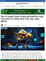 Top 12 Crypto Coins To Buy and Hold for Long Term (Oct 16, 2025): BTC, ETH, SOL, ADA, $BLAZ