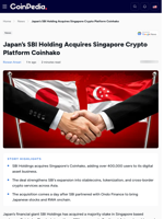 Japan’s SBI Holding Acquires Singapore Crypto Platform Coinhako