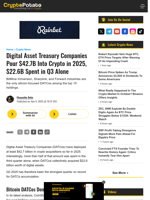 Digital Asset Treasury Companies Pour $42.7B Into Crypto in 2025, $22.6B Spent in Q3 Alone