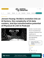 Jensen Huang: Nvidia's evolution into an AI factory, the complexity of AI data centers, and the transformative potential of Physical AI | All-In Podcast