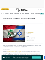 Israeli attacks kill over 2,500 in Lebanon since March 2026