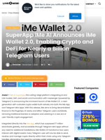 SuperApp iMe AI Announces iMe Wallet 2.0, Enabling Crypto and DeFi for Nearly a Billion Telegram Users | Live Bitcoin News