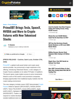 PrimeXBT Brings Tesla, SpaceX, NVIDIA and More to Crypto Futures with New Tokenised Stocks