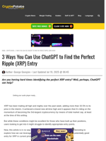 3 Ways You Can Use ChatGPT to Find the Perfect Ripple (XRP) Entry