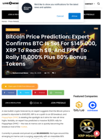 Bitcoin Price Prediction: Expert Confirms BTC Is Set For $145,000, XRP To Reach $8, And FPPE To Rally 18,000% Plus 80% Bonus Tokens | Live Bitcoin News