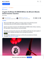 Crypto Outflows Hit $508 Million as Bitcoin Bleeds, Altcoins Surge