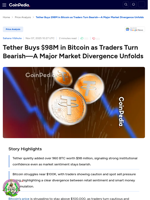 Tether Buys $98M in Bitcoin as Traders Turn Bearish—A Major Market Divergence Unfolds