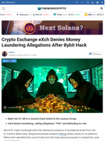 Crypto Exchange eXch Denies Money Laundering Allegations After Bybit Hack