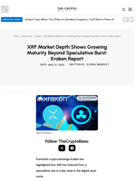 XRP Market Depth Shows Growing Maturity Beyond Speculative Burst: Kraken Report