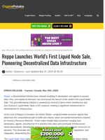 Reppo Launches World's First Liquid Node Sale, Pioneering Decentralized Data Infrastructure