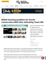 Bilibili Gaming qualifies for fourth consecutive MSI after defeating Team WE