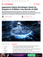Japanese Game Developer Gumi to Acquire 2.5 Billion Yen Worth of XRP - Coinspeaker