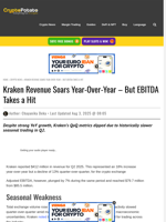 Kraken Revenue Soars Year-Over-Year - But EBITDA Takes a Hit