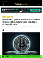Bitcoin (BTC) Price Prediction: Standard Chartered Predicts Drop to $50,000 in Coming Months - CoinCentral